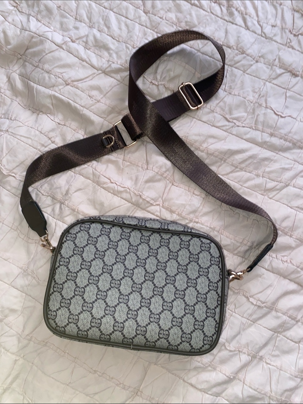 Designer inspired printed canvas Crossbody Bag.